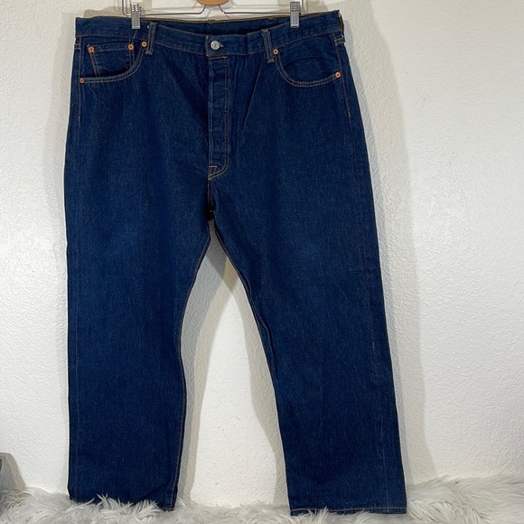Levi Strauss & Co. Levi’s 501 Waterless Button Fly Dark Blue Denim Jeans 44 x 30 - Picture 2 of 11
